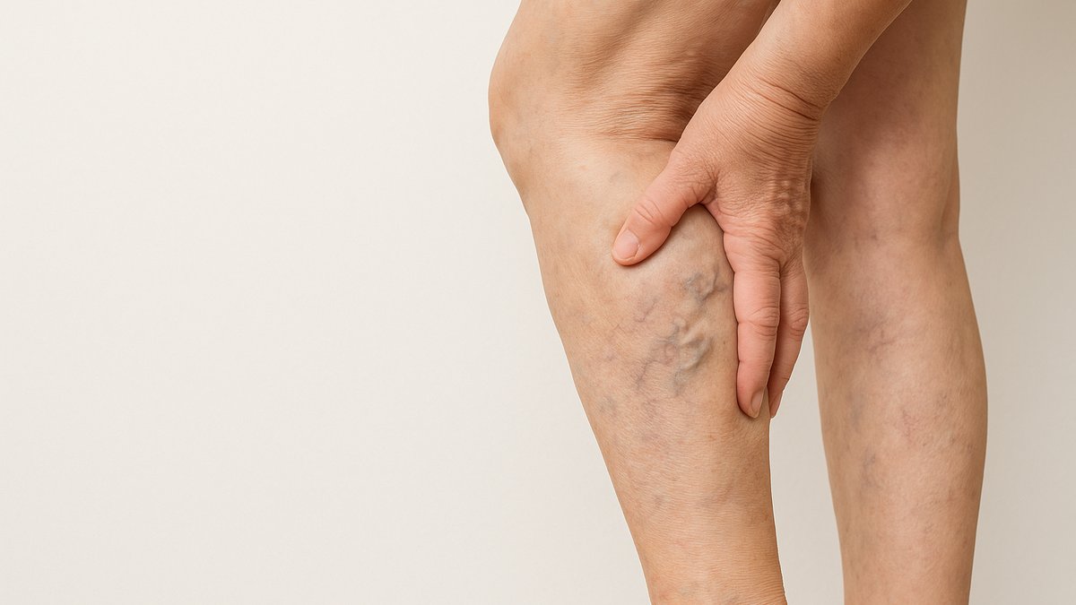 Illustration showing blood pooling in leg veins due to chronic venous insufficiency