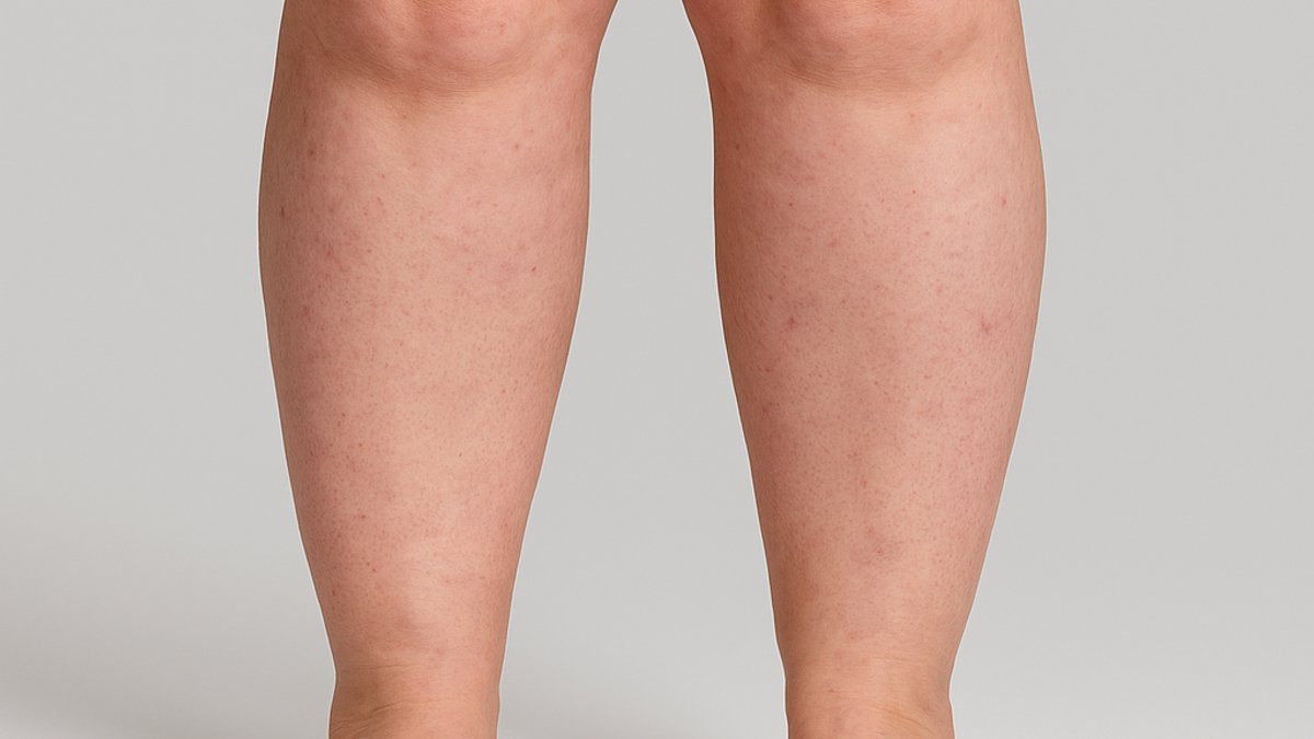 Diagram showing the typical symmetrical fat accumulation in the legs seen in lipedema